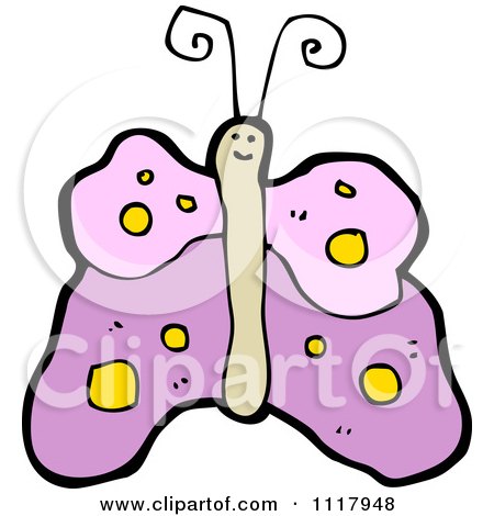 Cartoon Of A Purple Butterfly 1 - Royalty Free Vector Clipart by lineartestpilot