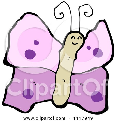 Cartoon Of A Purple Butterfly 2 - Royalty Free Vector Clipart by lineartestpilot