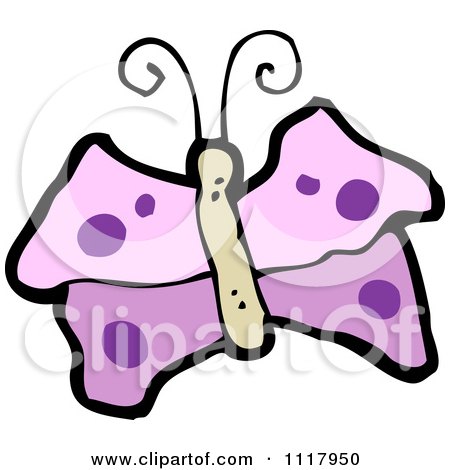 Cartoon Of A Purple Butterfly 3 - Royalty Free Vector Clipart by lineartestpilot