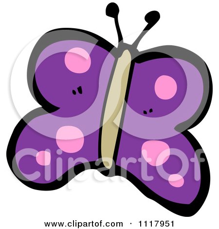 Cartoon Of A Purple Butterfly 4 - Royalty Free Vector Clipart by lineartestpilot