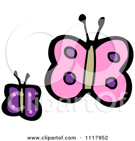 Cartoon Of Purple Butterflies - Royalty Free Vector Clipart by lineartestpilot