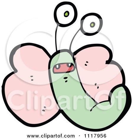 Cartoon Of A Pink Butterfly 4 - Royalty Free Vector Clipart by lineartestpilot