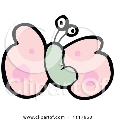 Cartoon Of A Pink Butterfly 5 - Royalty Free Vector Clipart by lineartestpilot