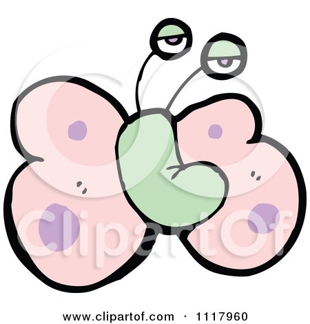 Cartoon Of A Pink Butterfly 7 - Royalty Free Vector Clipart by lineartestpilot