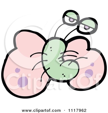 Cartoon Of A Pink Butterfly 9 - Royalty Free Vector Clipart by lineartestpilot