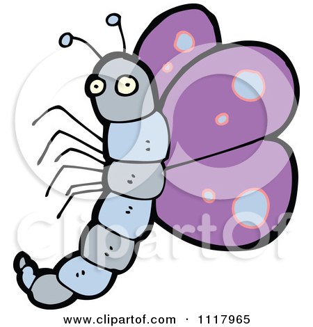 Cartoon Of A Purple Butterfly 6 - Royalty Free Vector Clipart by lineartestpilot