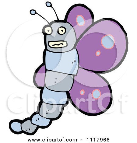 Cartoon Of A Purple Butterfly 7 - Royalty Free Vector Clipart by lineartestpilot