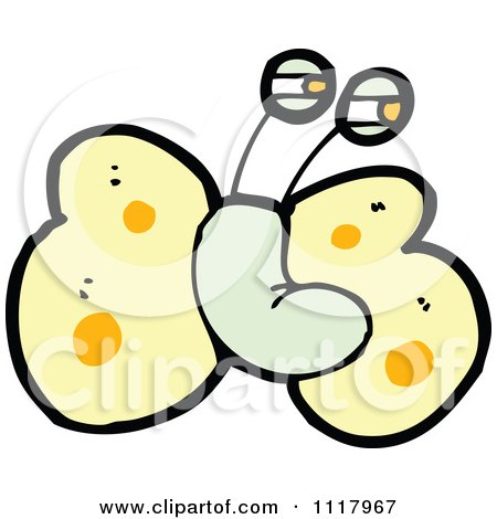 Cartoon Of A Yellow Butterfly 1 - Royalty Free Vector Clipart by lineartestpilot