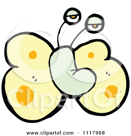 Cartoon Of A Yellow Butterfly 2 - Royalty Free Vector Clipart by lineartestpilot