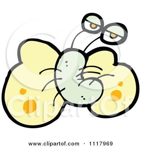 Cartoon Of A Yellow Butterfly 3 - Royalty Free Vector Clipart by lineartestpilot