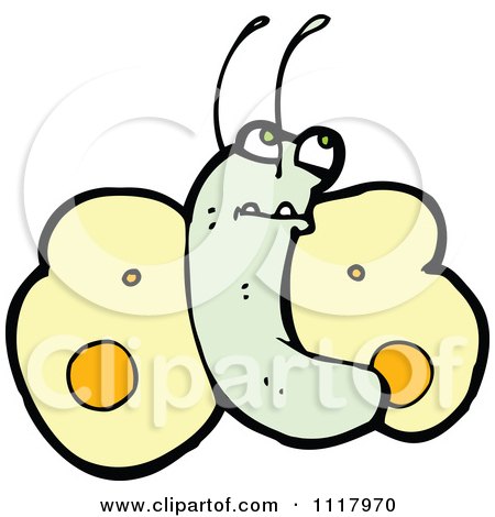 Cartoon Of A Yellow Butterfly 4 - Royalty Free Vector Clipart by lineartestpilot