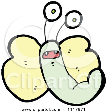 Cartoon Of A Yellow Butterfly 5 - Royalty Free Vector Clipart by lineartestpilot