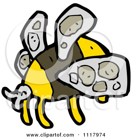 Cartoon Of A Flying Bee 7 - Royalty Free Vector Clipart by lineartestpilot