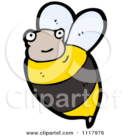 Cartoon Of A Flying Bee 9 - Royalty Free Vector Clipart by lineartestpilot