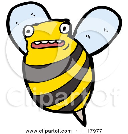 Cartoon Of A Flying Bee 3 - Royalty Free Vector Clipart by lineartestpilot