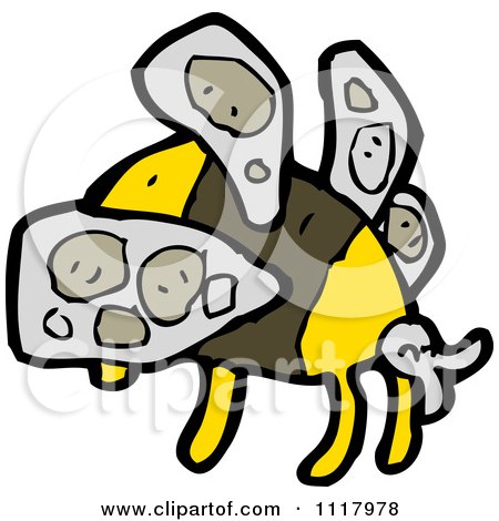 Cartoon Of A Flying Bee 10 - Royalty Free Vector Clipart by lineartestpilot