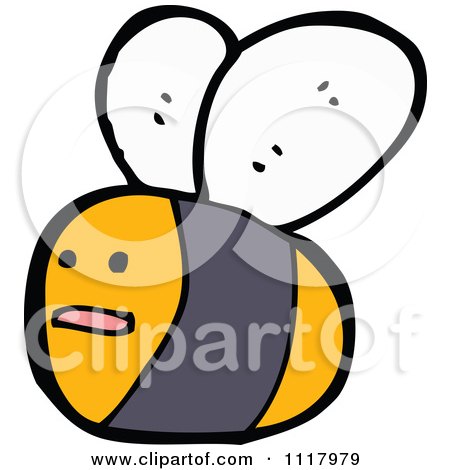 Cartoon Of A Flying Bee 6 - Royalty Free Vector Clipart by lineartestpilot