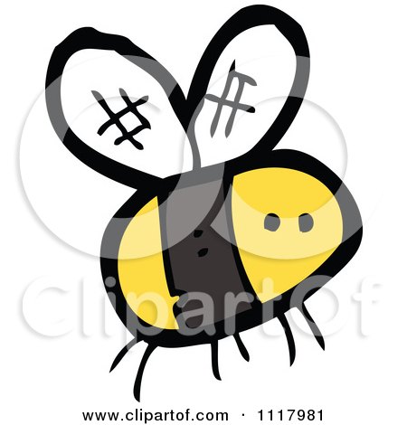Cartoon Of A Flying Bee 11 - Royalty Free Vector Clipart by lineartestpilot