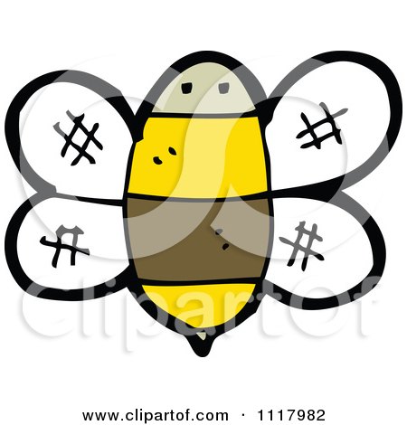 Cartoon Of A Flying Bee 12 - Royalty Free Vector Clipart by lineartestpilot