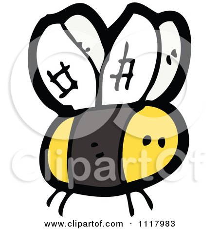 Cartoon Of A Flying Bee 13 - Royalty Free Vector Clipart by lineartestpilot
