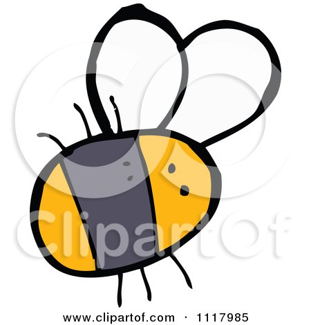 Cartoon Of A Flying Bee 15 - Royalty Free Vector Clipart by lineartestpilot