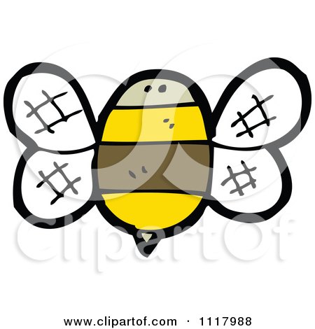 Cartoon Of A Flying Bee 16 - Royalty Free Vector Clipart by lineartestpilot