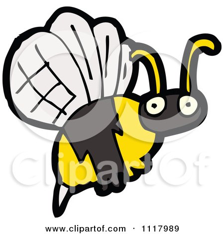 Cartoon Of A Flying Bee 17 - Royalty Free Vector Clipart by lineartestpilot