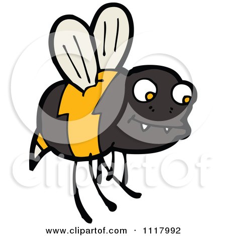 Cartoon Of A Flying Bee 20 - Royalty Free Vector Clipart by lineartestpilot