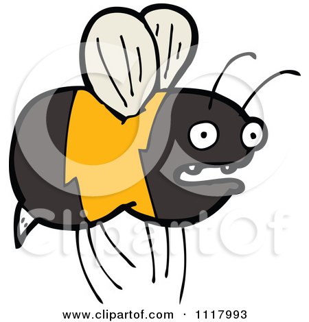 Cartoon Of A Flying Bee 21 - Royalty Free Vector Clipart by lineartestpilot