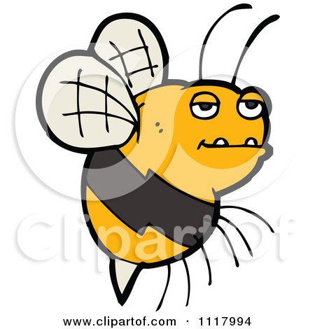 Cartoon Of A Flying Bee 22 - Royalty Free Vector Clipart by lineartestpilot