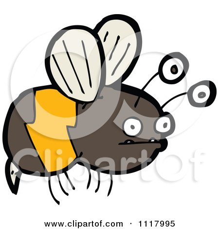 Cartoon Of A Flying Bee 23 - Royalty Free Vector Clipart by lineartestpilot