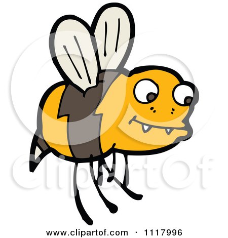 Cartoon Of A Flying Bee 24 - Royalty Free Vector Clipart by lineartestpilot