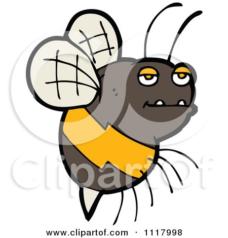 Cartoon Of A Flying Bee 26 - Royalty Free Vector Clipart by lineartestpilot