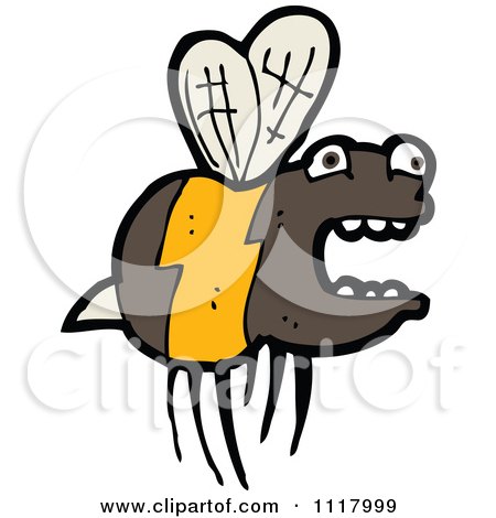 Cartoon Of A Flying Bee 27 - Royalty Free Vector Clipart by lineartestpilot