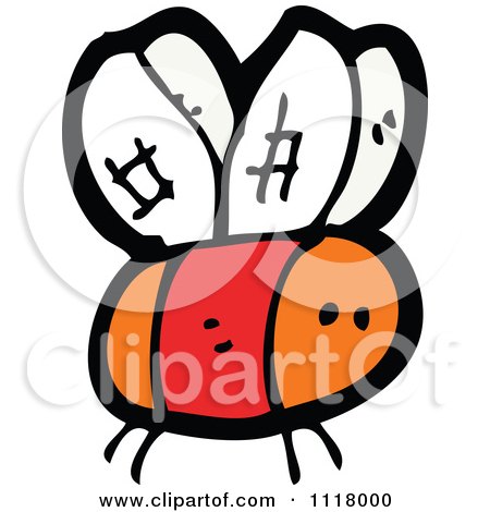 Cartoon Of A Flying Bee 44 - Royalty Free Vector Clipart by lineartestpilot