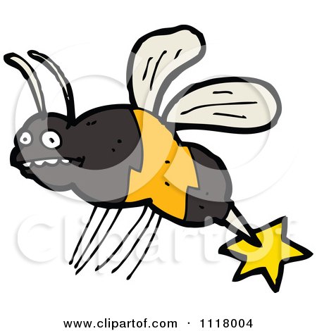 Cartoon Of A Stinging Bee 2 - Royalty Free Vector Clipart by lineartestpilot