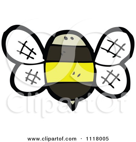Cartoon Of A Flying Bee 28 - Royalty Free Vector Clipart by lineartestpilot