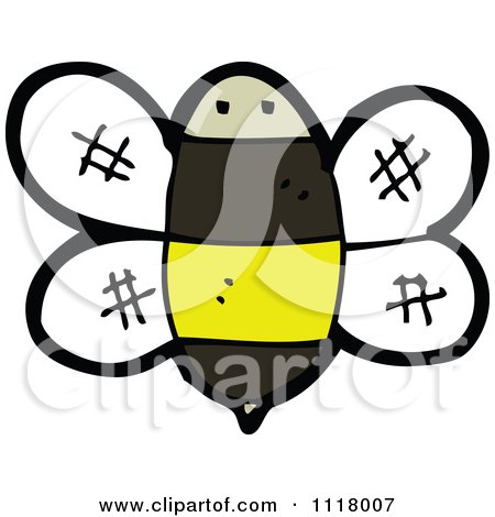 Cartoon Of A Flying Bee 29 - Royalty Free Vector Clipart by lineartestpilot