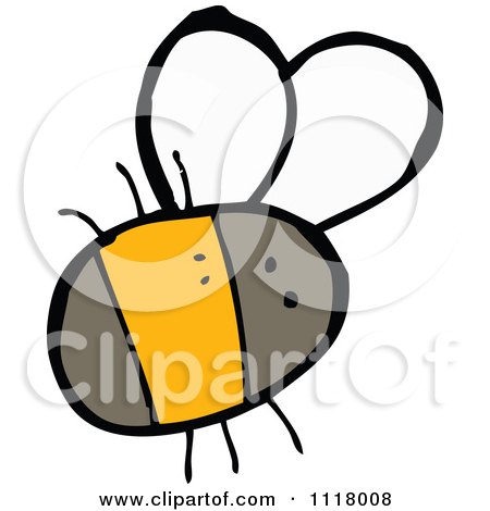 Cartoon Of A Flying Bee 30 - Royalty Free Vector Clipart by lineartestpilot