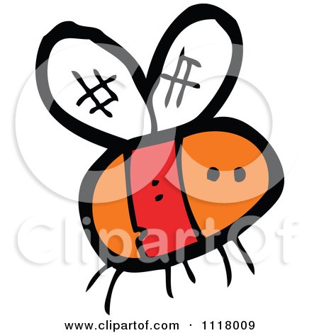 Cartoon Of A Flying Bee 46 - Royalty Free Vector Clipart by lineartestpilot