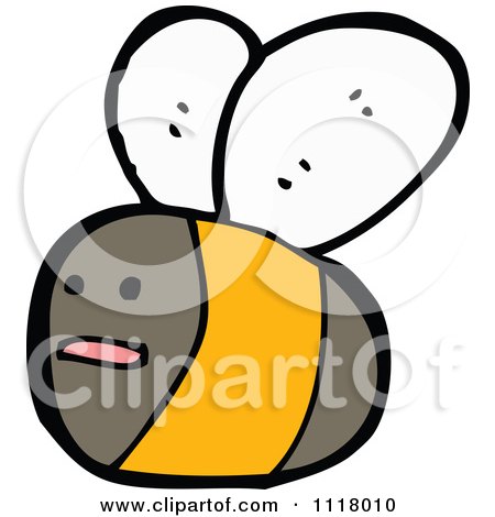 Cartoon Of A Flying Bee 31 - Royalty Free Vector Clipart by lineartestpilot