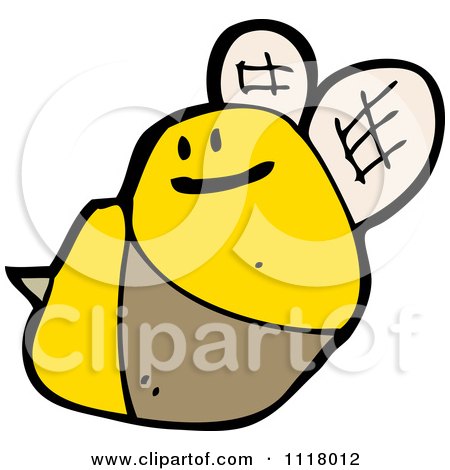 Cartoon Of A Flying Bee 33 - Royalty Free Vector Clipart by lineartestpilot