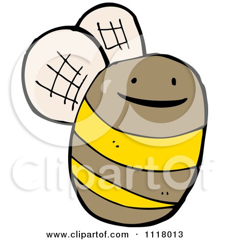 Cartoon Of A Flying Bee 34 - Royalty Free Vector Clipart by lineartestpilot