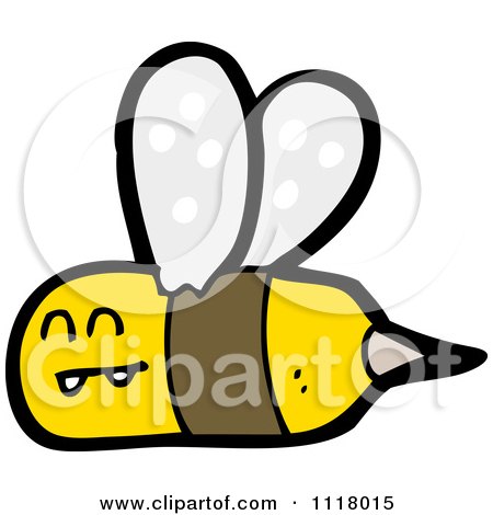 Cartoon Of A Flying Bee 1 - Royalty Free Vector Clipart by lineartestpilot