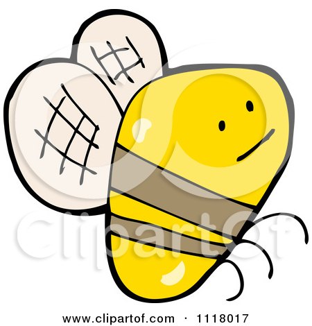 Cartoon Of A Flying Bee 37 - Royalty Free Vector Clipart by lineartestpilot