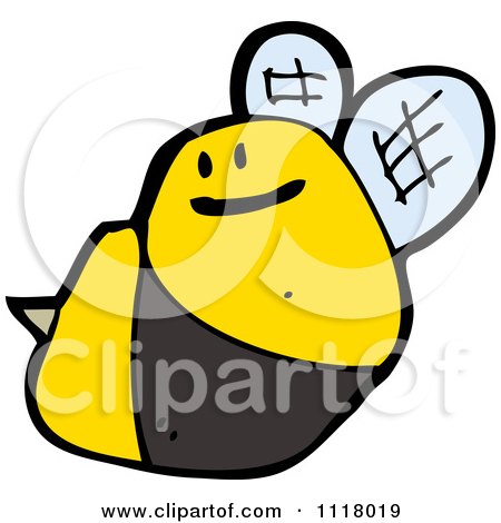 Cartoon Of A Flying Bee 39 - Royalty Free Vector Clipart by lineartestpilot