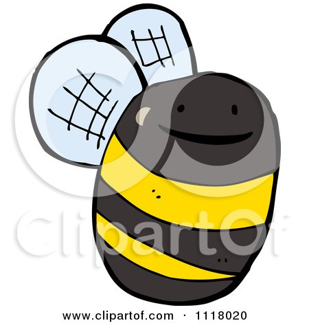 Cartoon Of A Flying Bee 40 - Royalty Free Vector Clipart by lineartestpilot