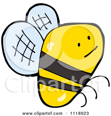 Cartoon Of A Flying Bee 43 - Royalty Free Vector Clipart by lineartestpilot