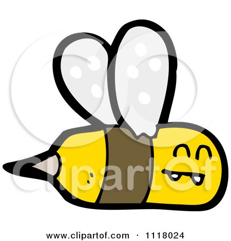 Cartoon Of A Flying Bee 2 - Royalty Free Vector Clipart by lineartestpilot