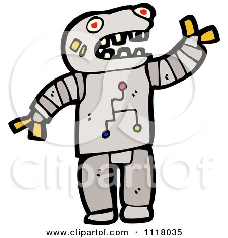Vector Cartoon Of A Futuristic Robot 6 - Royalty Free Clipart Graphic by lineartestpilot